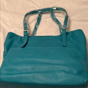 Garnet Hill Turquoise Tote Bag